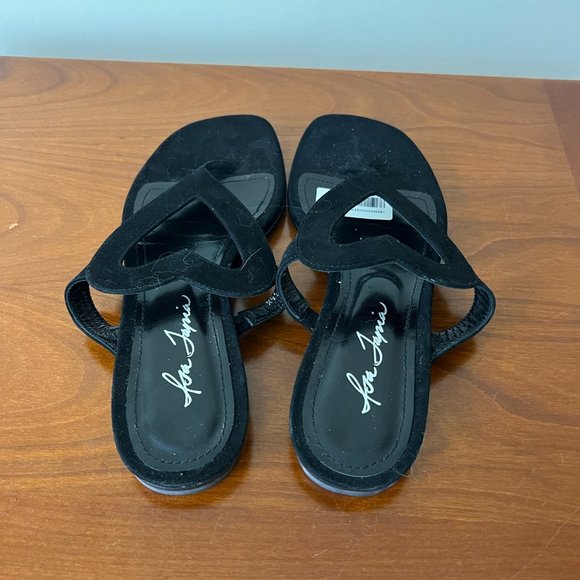 Isa Tapia Black Suede Heart Sandals  Size EU 36 1/2 - Picture 3 of 8